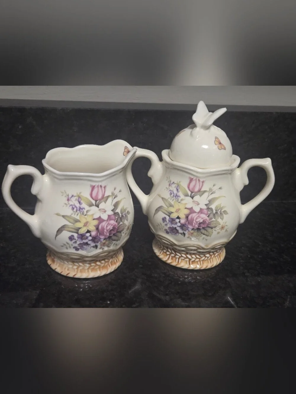 Vintage Cracker & Barrel Teapot Set Creamer and Sugar Bowl